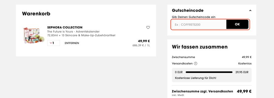 Box für Sephora rabattcode